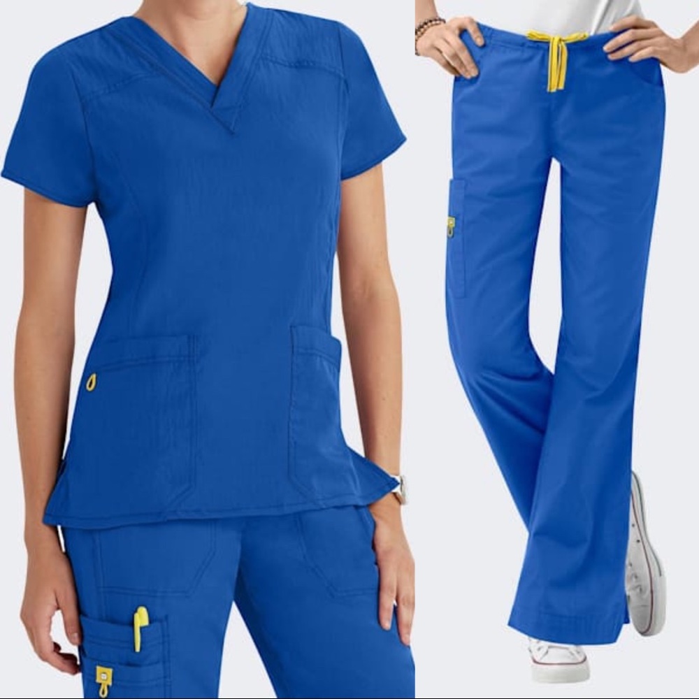Wonder Wink Wonder Works Everyday Durable Royal Blue Scrubs Outfit Top & Bottoms